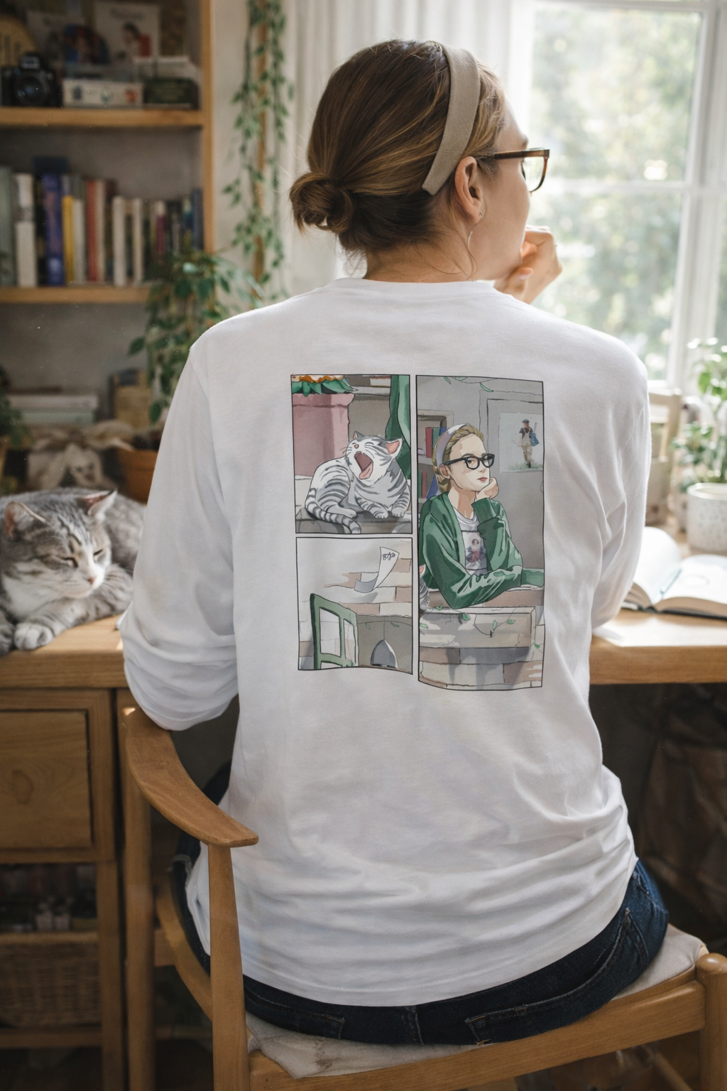 悩みの出口は、窓の外にある｜ユニセックス ロングＴシャツ